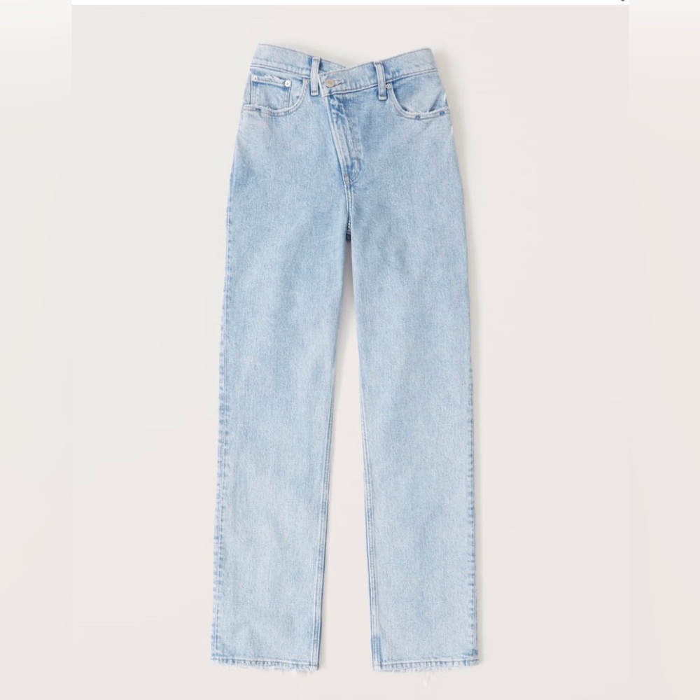 Abercrombie 90s straight ultra high rise jeans light wash size 27